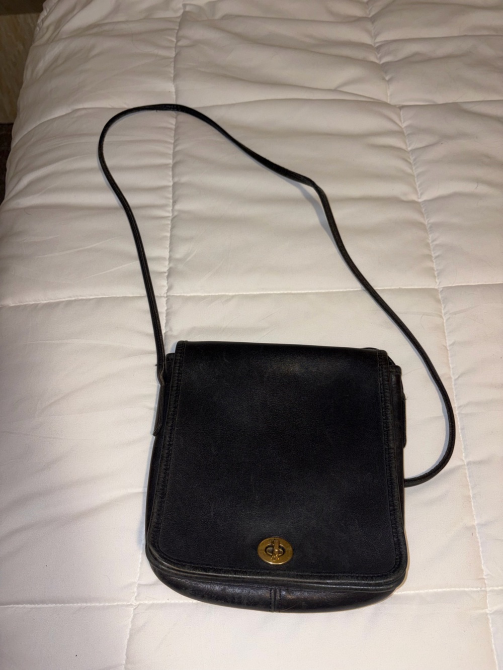Coach Black Leather Turnlock Crossbody Bag